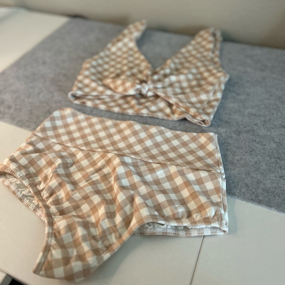 Montce Tan Gingham Bikini Set